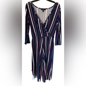 Striped Navy Jumpsuit with Red & White Stripes Si3 Medium